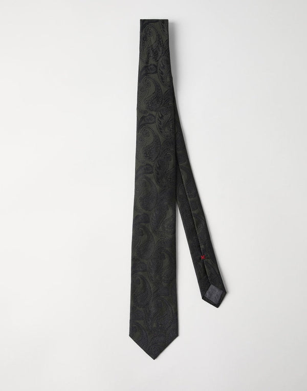 Brunello Cucinelli Mens Lead And Military Paisley Silk Tie