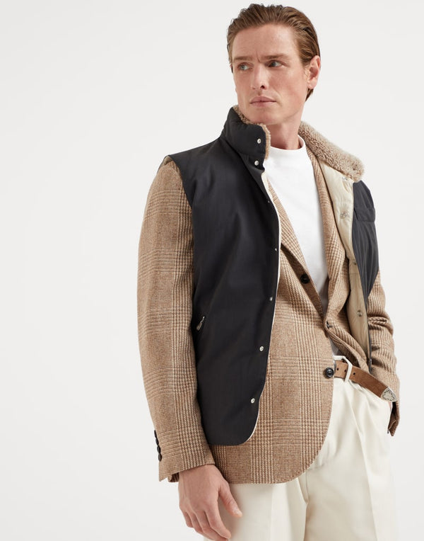 Brunello Cucinelli Mens Anthracite And Linseed Two Tone Vest