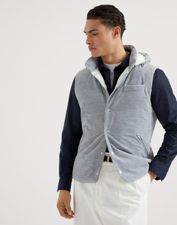 Brunello Cucinelli Mens Light Grey Corduroy Vest