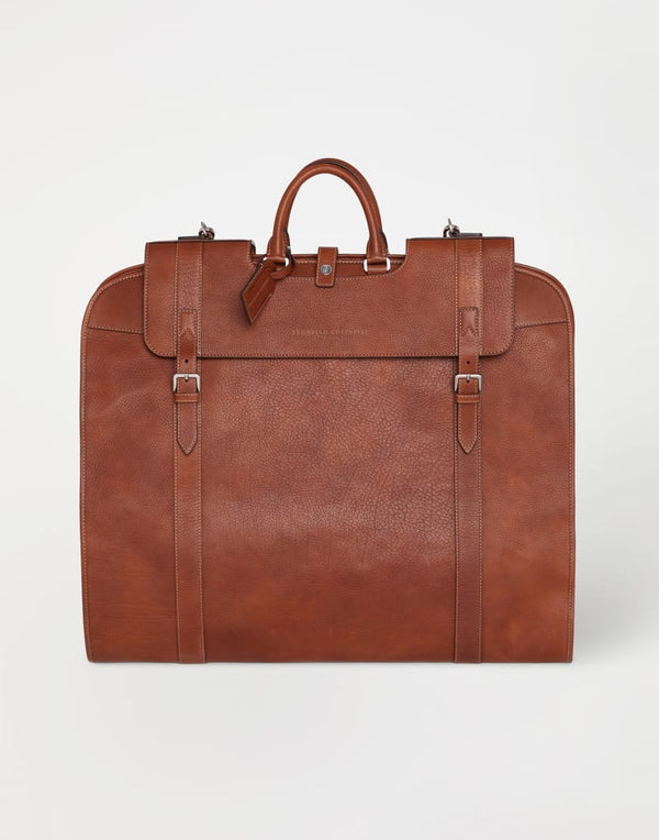 Brunello Cucinelli Mens Copper Leather Briefcase Bag