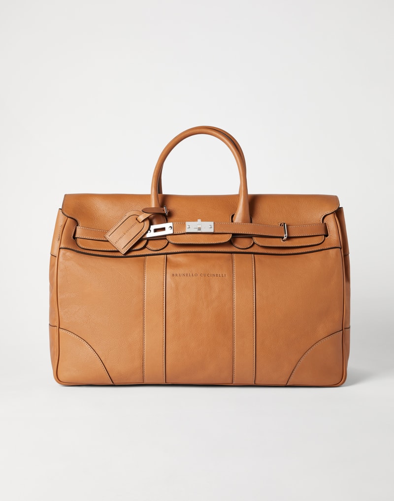 Brunello Cucinelli Mens Natural Leather Large Bag Beige