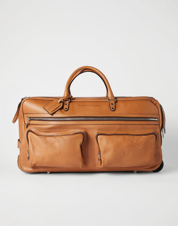 Brunello Cucinelli Mens Natural Leather Travel Bag Beige