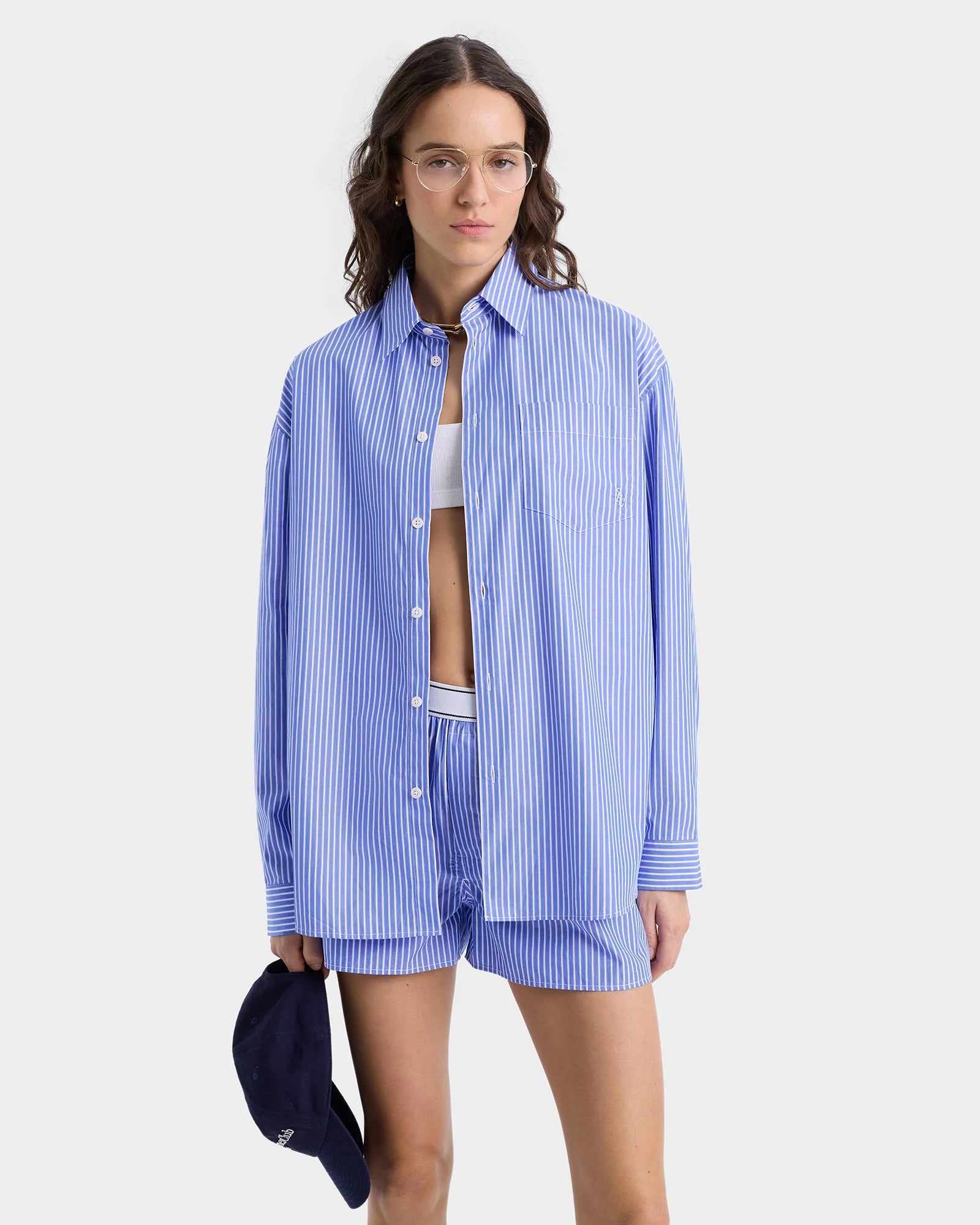 Src Oversized Shirt Blue Cotton