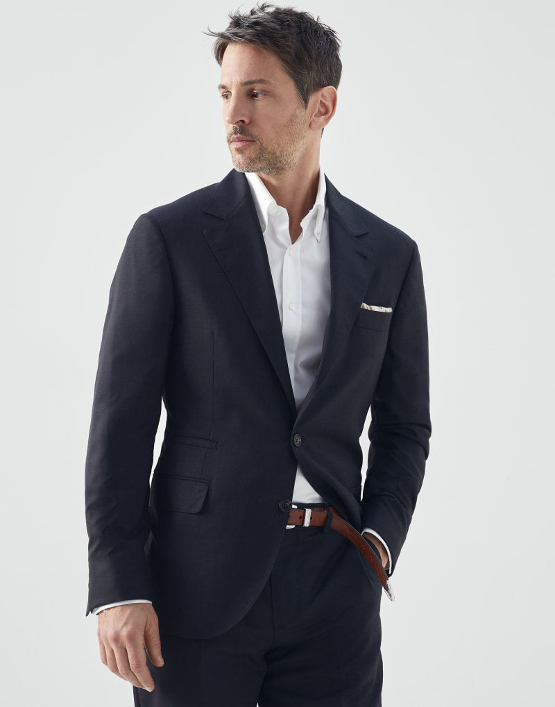 Brunello Cucinelli Mens Anthracite Wool Silk Blazer Gray Clothing