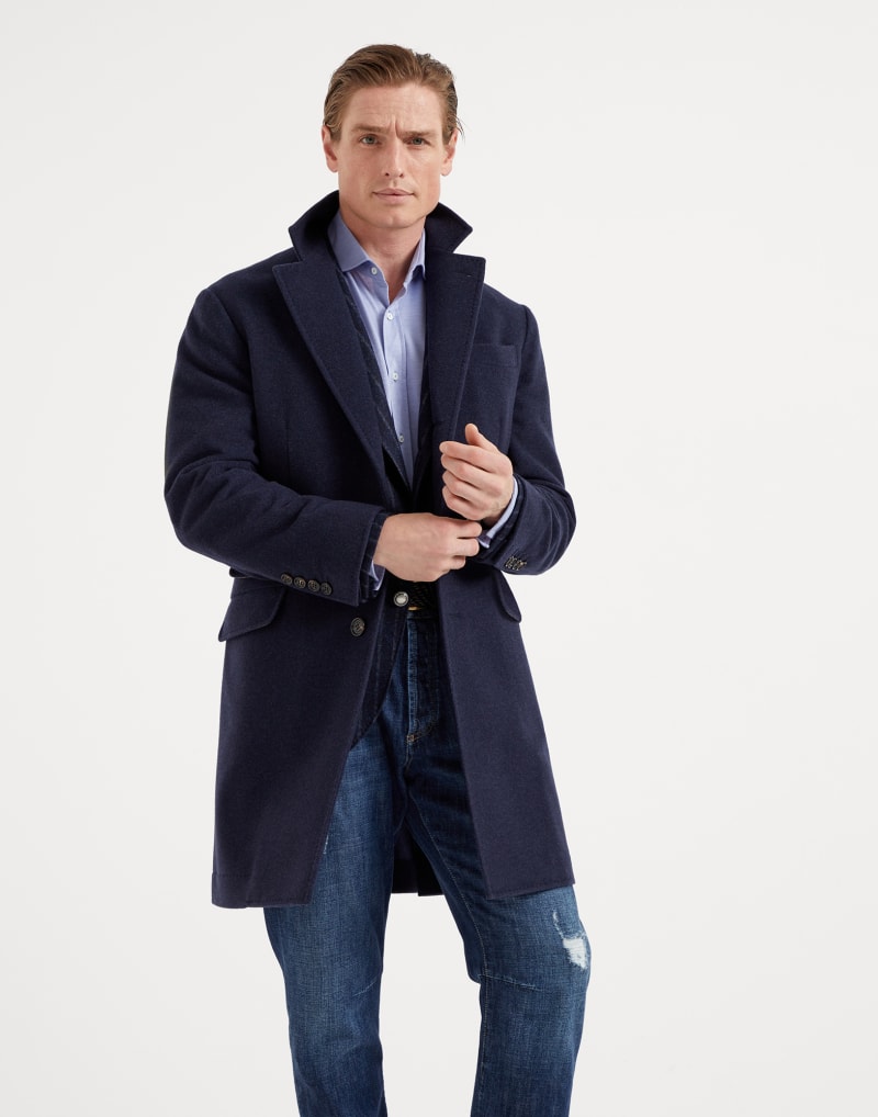 Brunello Cucinelli Mens Cobalt Blue Wool Single Breasted Jacket Clothing