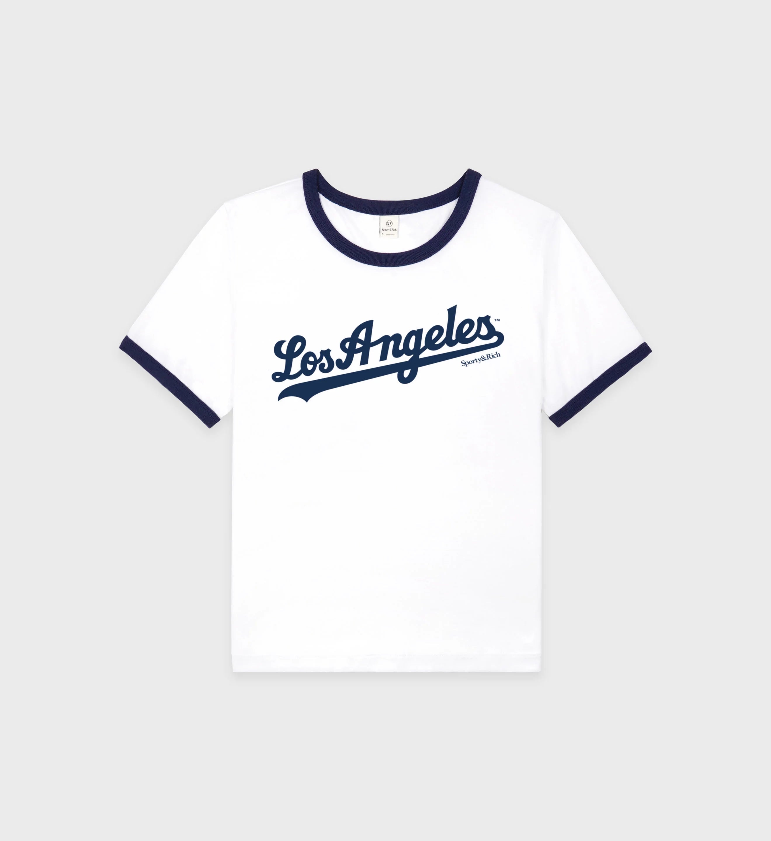 Dodgers Ringer Tee White Cotton Tshirt