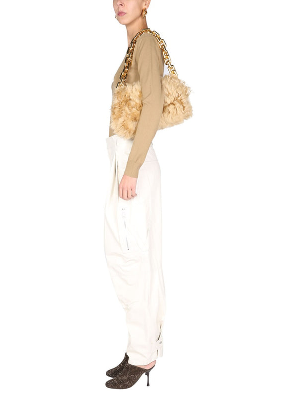 Cargo Pants White Leather Trousers