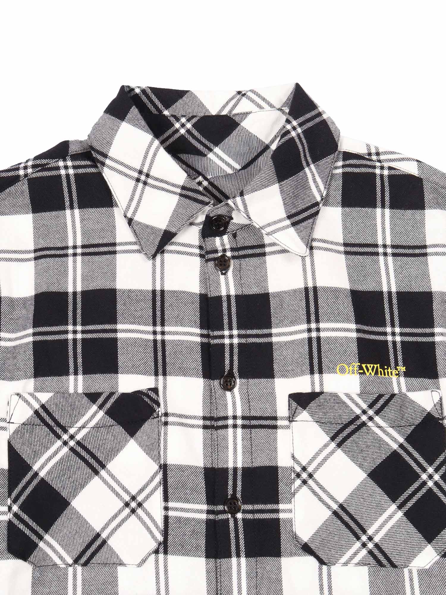 Bookish Diag Flan Shirt L-S Black - Yell White Cotton