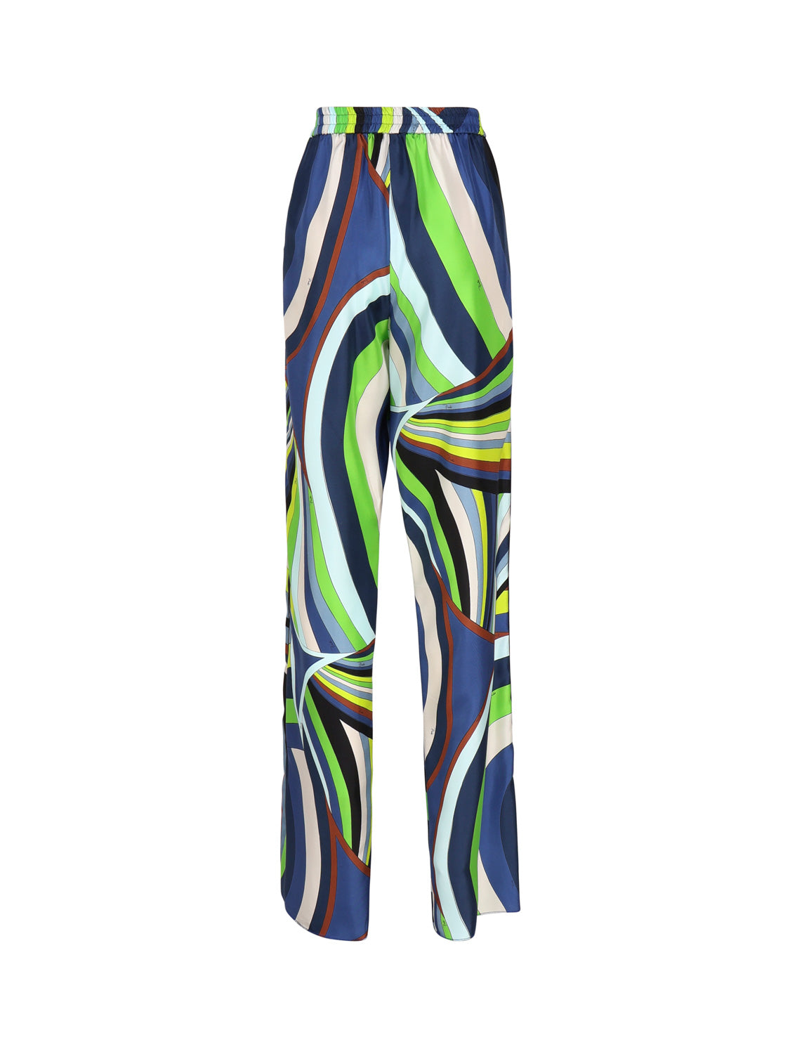 Pucci Trousers Blu, Multicolor Silk