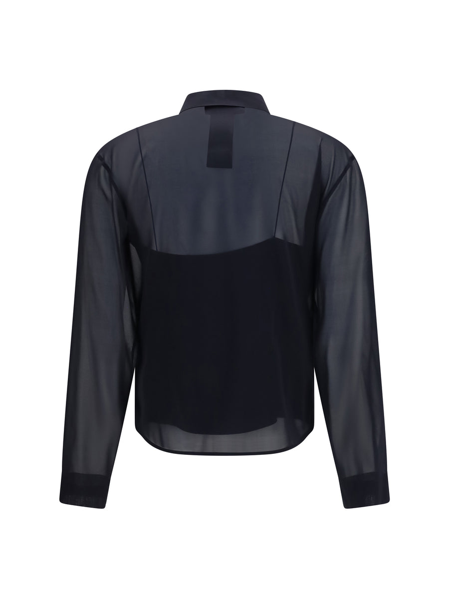 Shirt Stretch Silk Chiffon Black