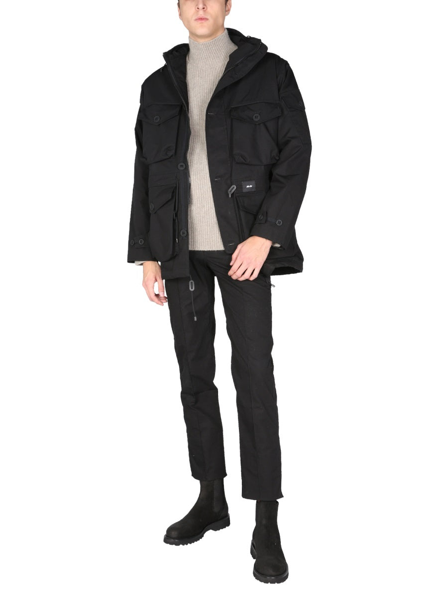Hooded High Neck Jacket Black