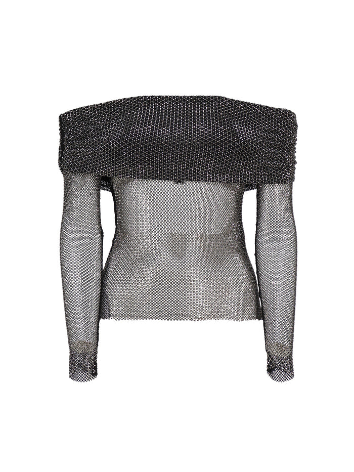 Self-Portrait Top Black Polyester