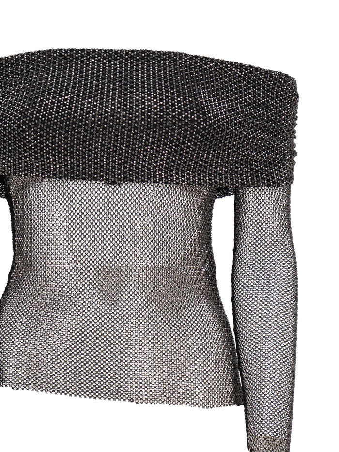 Self-Portrait Top Black Polyester