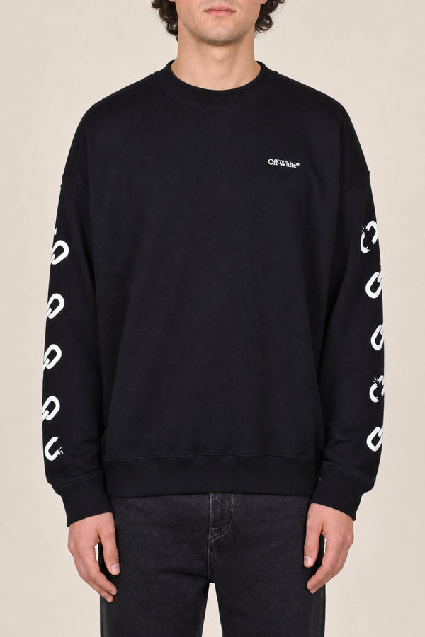Off-White Mens Black Cotton Crewneck Sweater Clothing