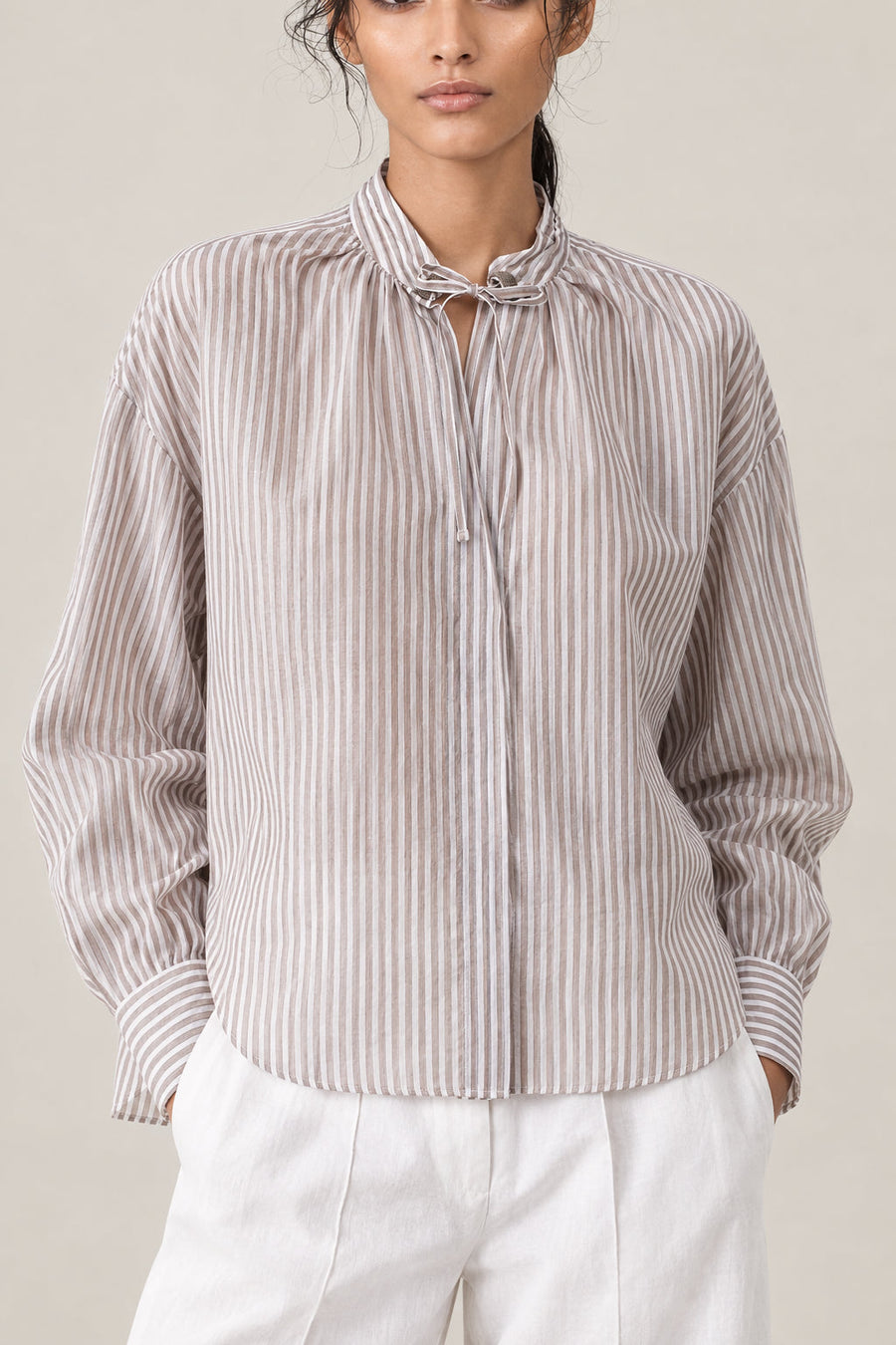 Brunello Cucinelli Womens Beige Silk Blend Shirt