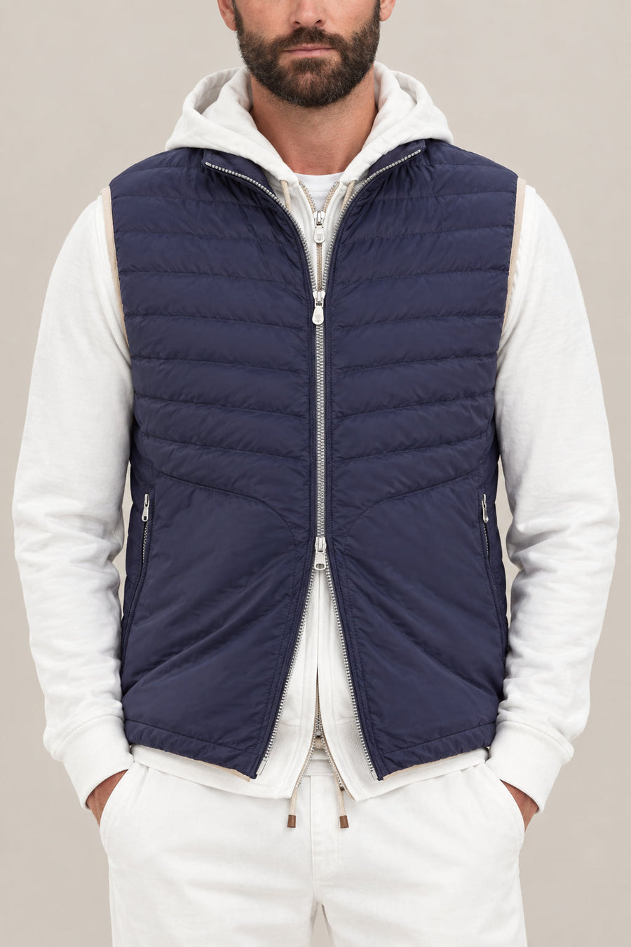 Brunello Cucinelli Mens Midnight Blue Quilted Jacket Clothing