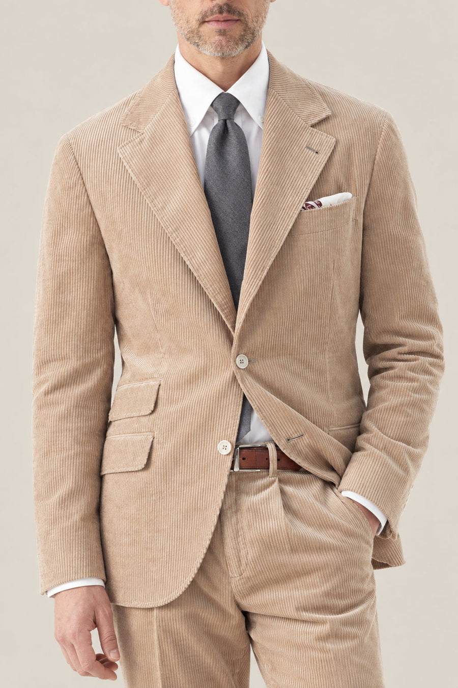 Brunello Cucinelli Mens Camel Cotton Corduroy Blazer Clothing