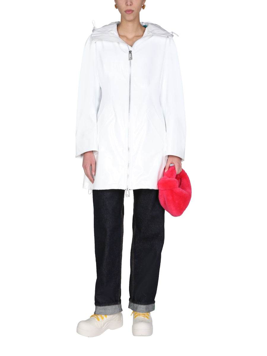 Hooded Parka White Polyurethane Trench & Raincoats