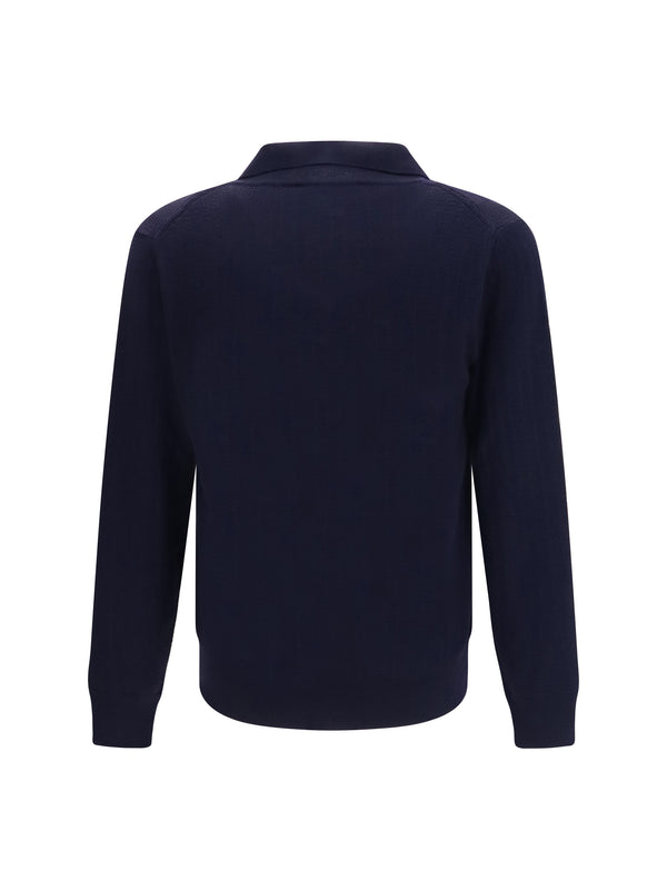 Cardigan Shawl Collar Virgin Wool Dark Blue