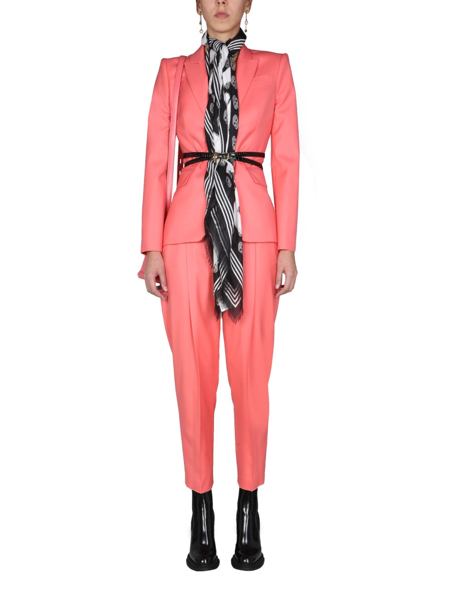 Peg Leg Pants Pink Wool Trousers