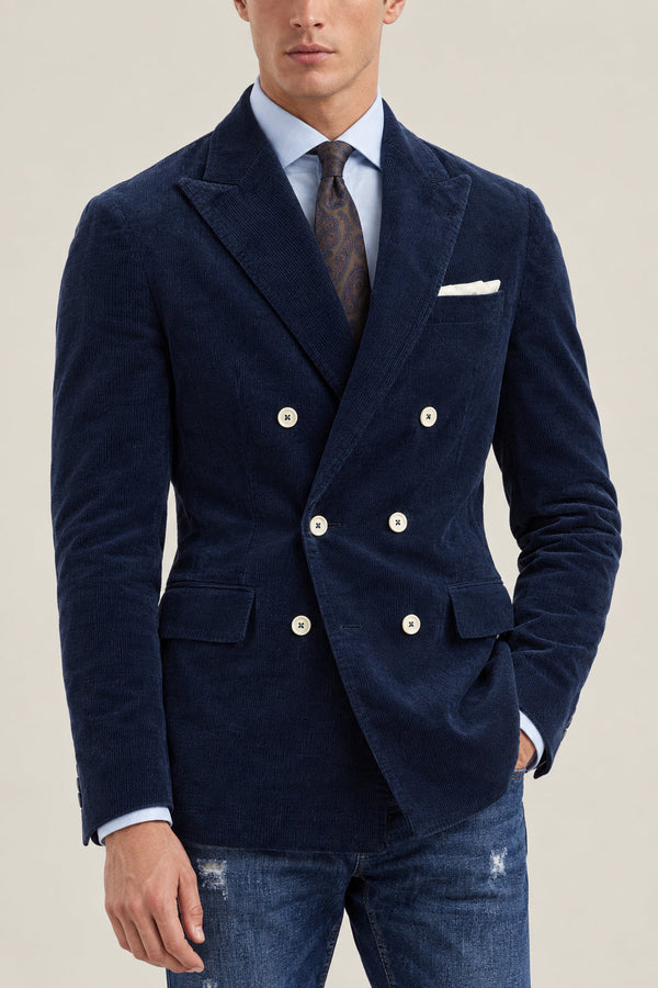 Brunello Cucinelli Mens Ink Blue Wool Blend Blazer Clothing