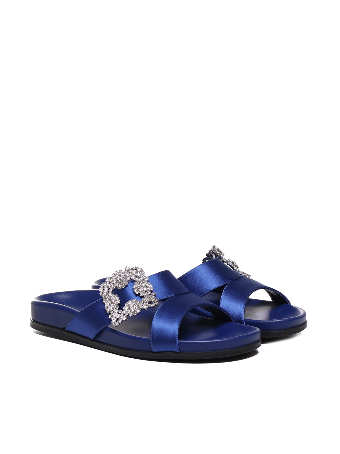 Manolo Blahnik Sandals Blue Satin