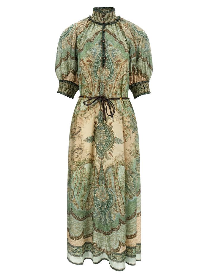 Billow Wanderlust dress Green Silk