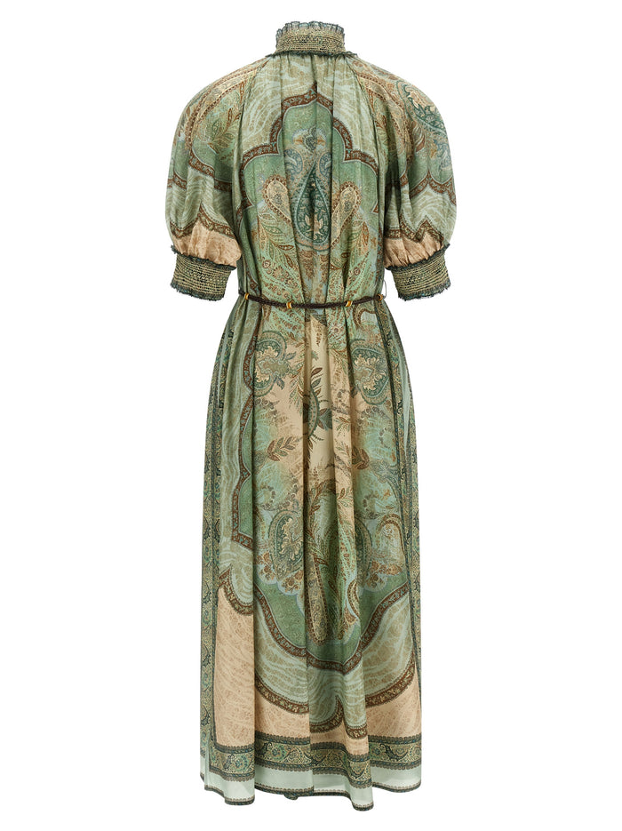Billow Wanderlust dress Green Silk