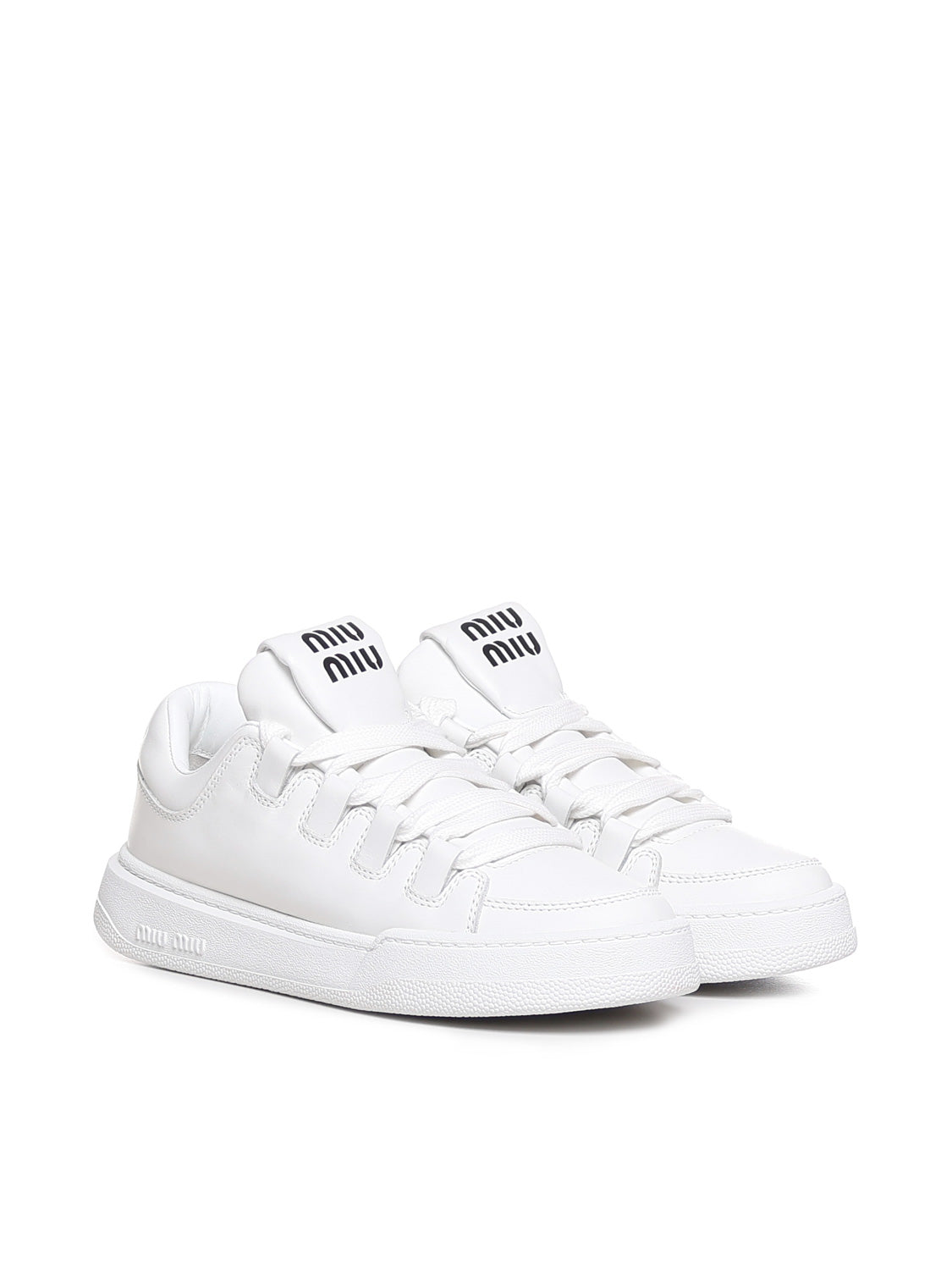 Miu Flat Shoes White Leather