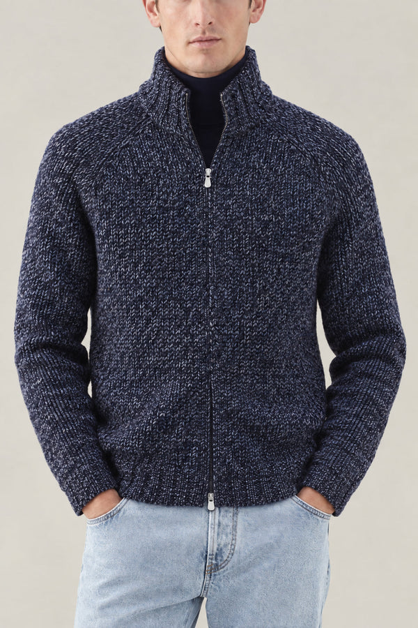 Brunello Cucinelli Mens Blue Wool Silk Sweater Clothing