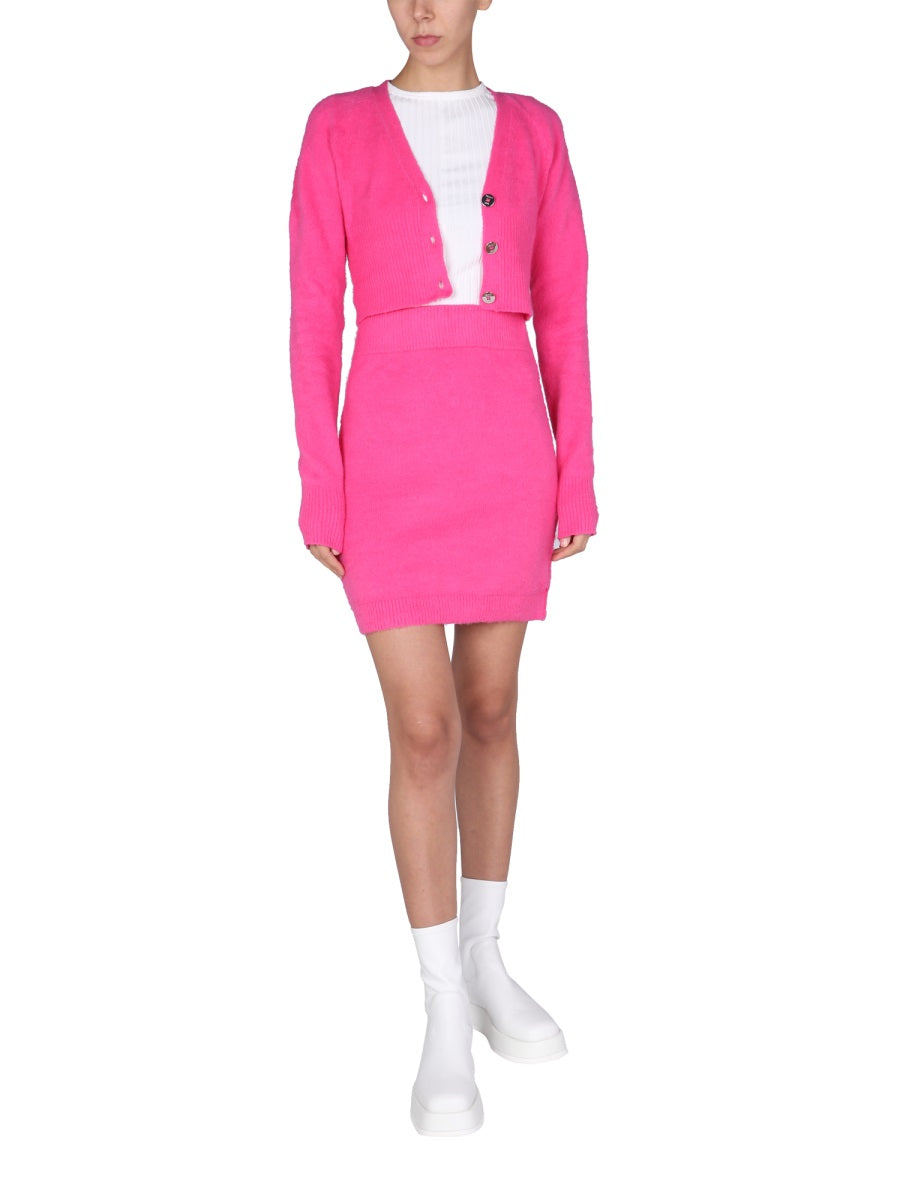 Brushed Skirt With Elastic Waist Fuchsia Cotton