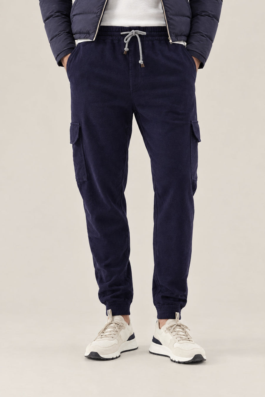 Brunello Cucinelli Mens Cobalt Blue Cotton Cargo Trousers