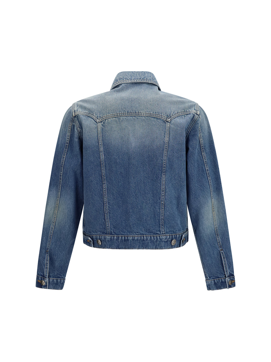 Denim Jacket Stonewashed Medium Blue Cotton