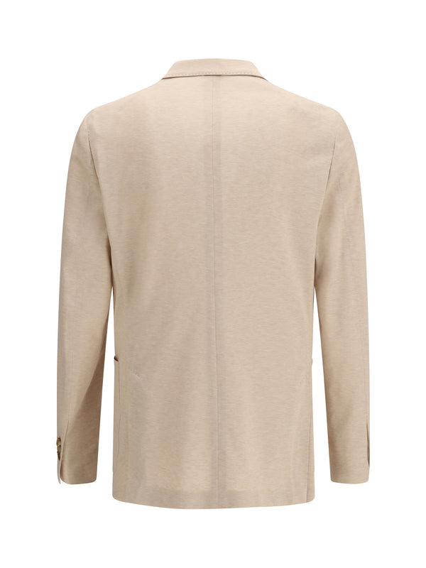 Jacket Double-Breasted Beige Outer: Cotton