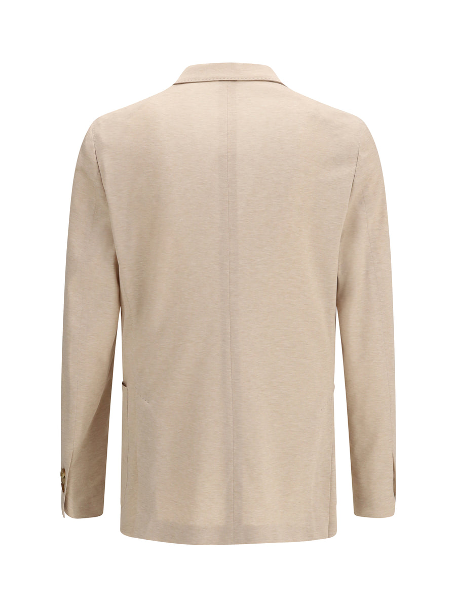 Jacket Double-Breasted Beige Outer: Cotton