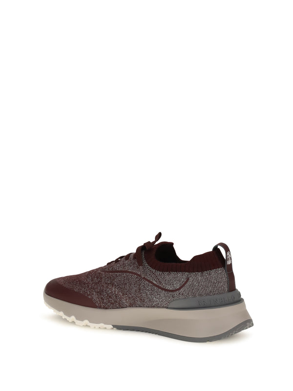 Sneakers Techno Cotton Knit Burgundy Upper Trainers