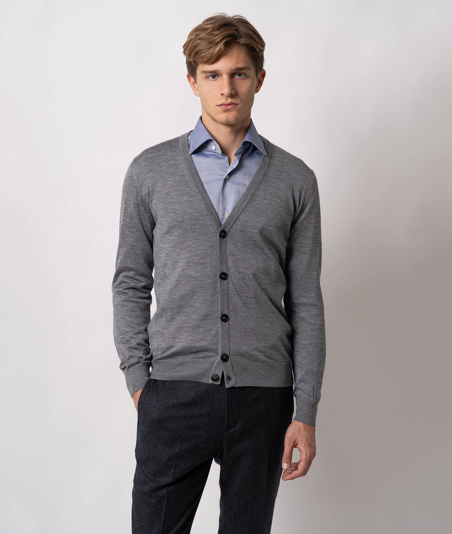 Cashmere And Silk Cardigan Ulaan Navy V Neck
