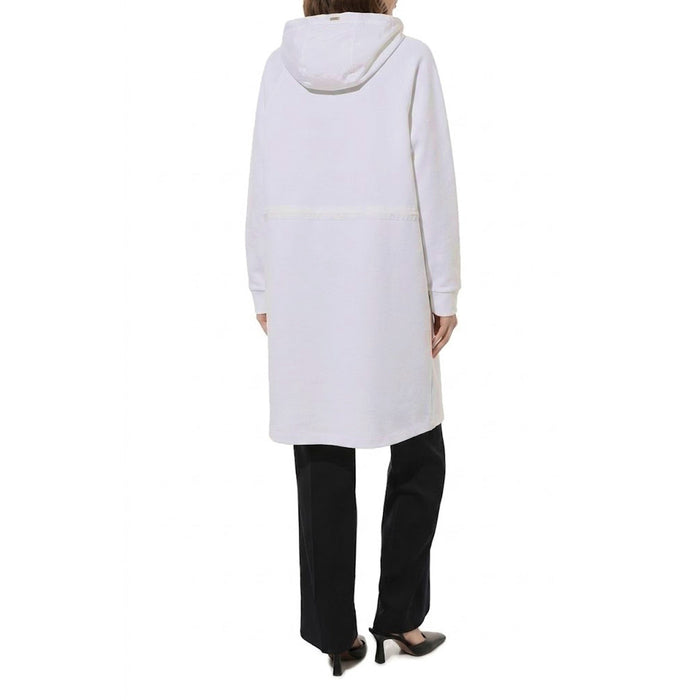 Herno Long Hooded Zip Coat White Cotton Polyester