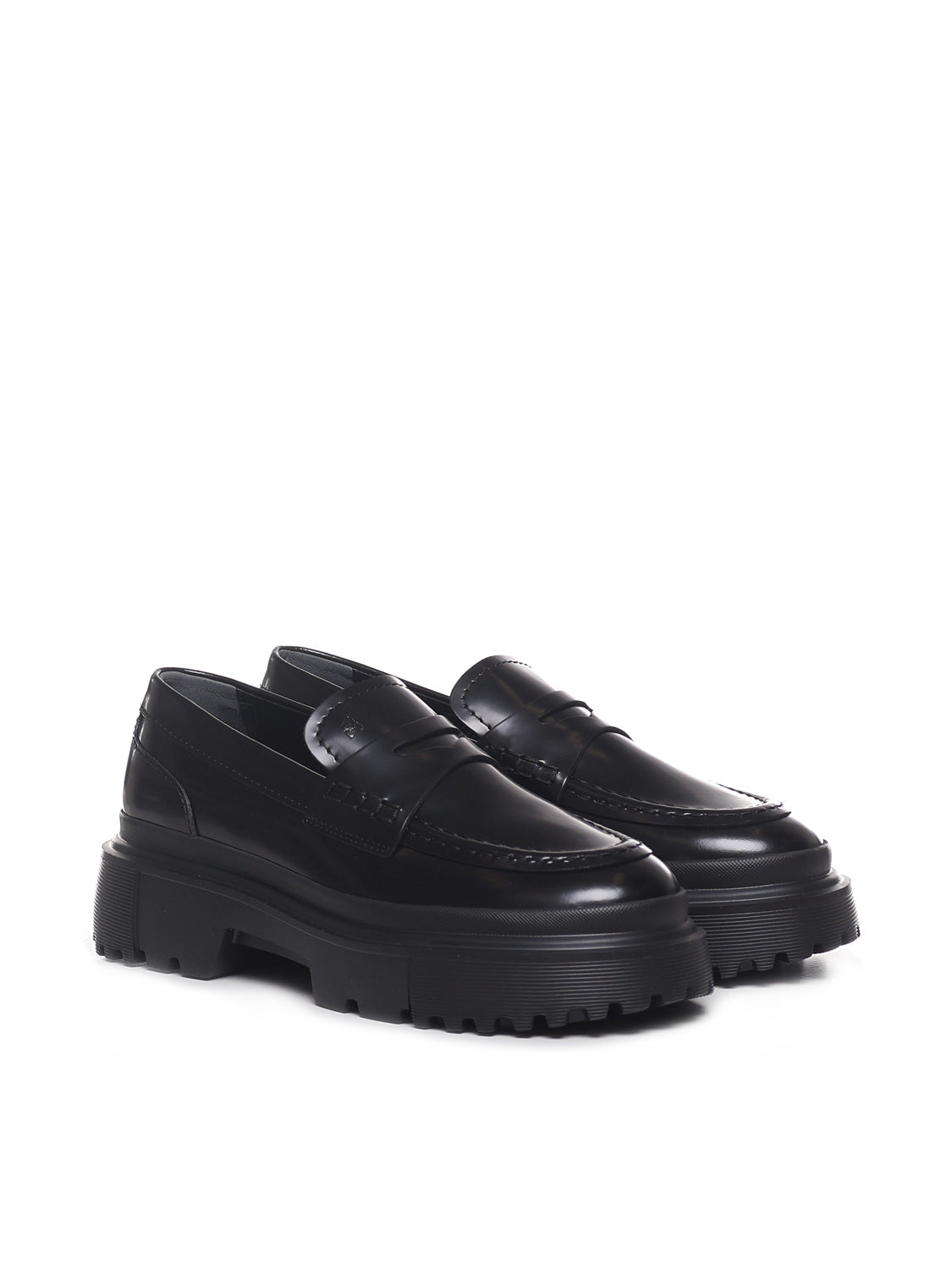 Hogan Flat Shoes Black Calfskin
