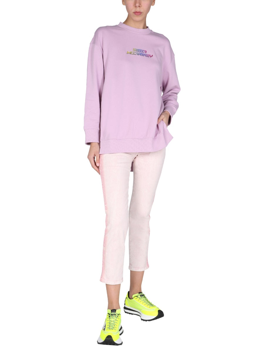 Jeans With Logo Bands Beige Cotton Elastane