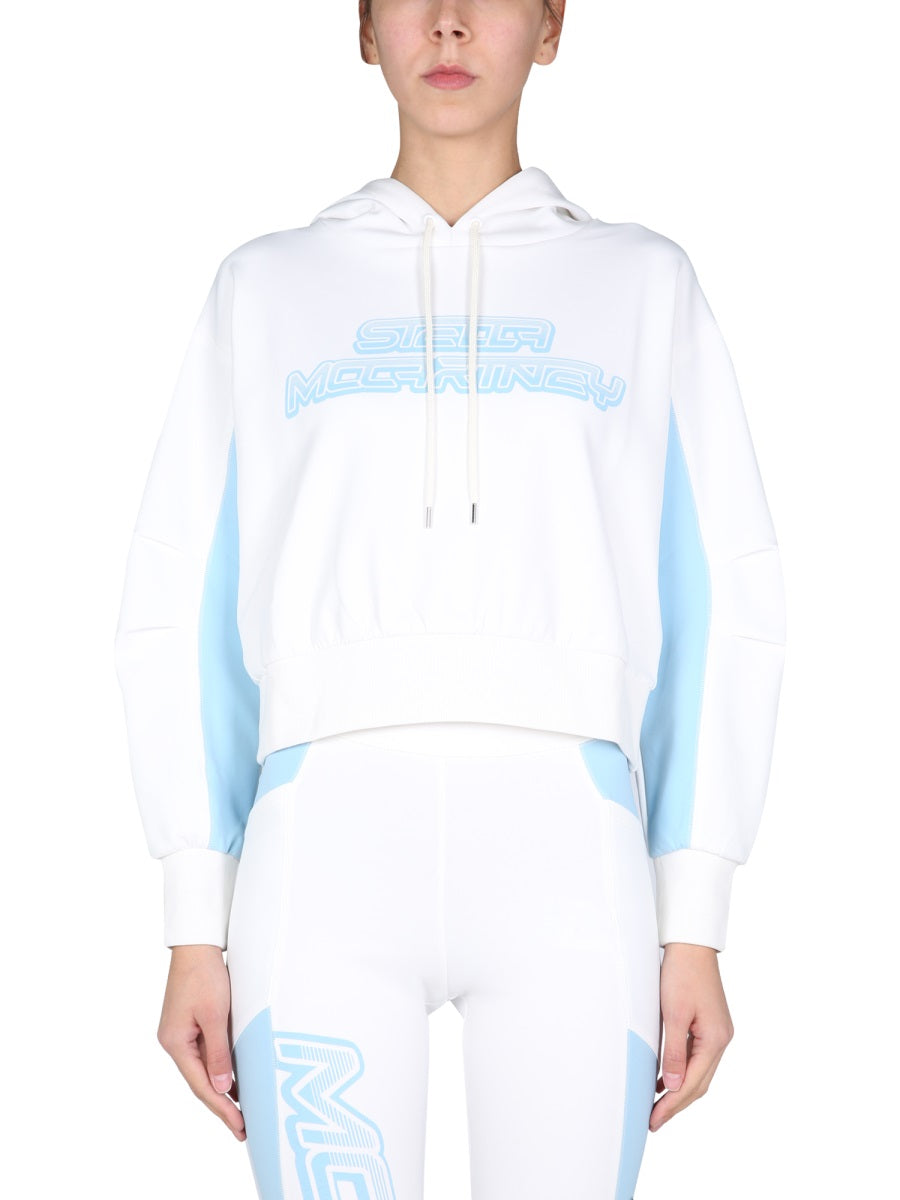 Sweatshirt With Logo Print White Polyester Sweatshirts