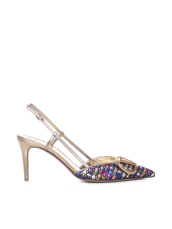 Valentino Garavani With Heel Gold, Multicolor Lambskin