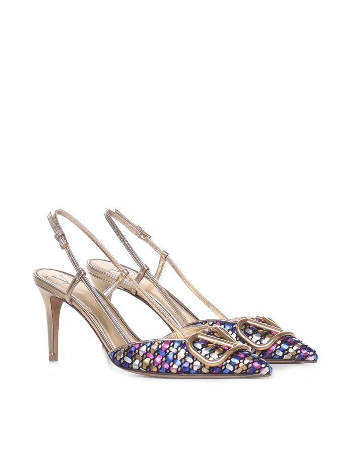 Valentino Garavani With Heel Gold, Multicolor Lambskin