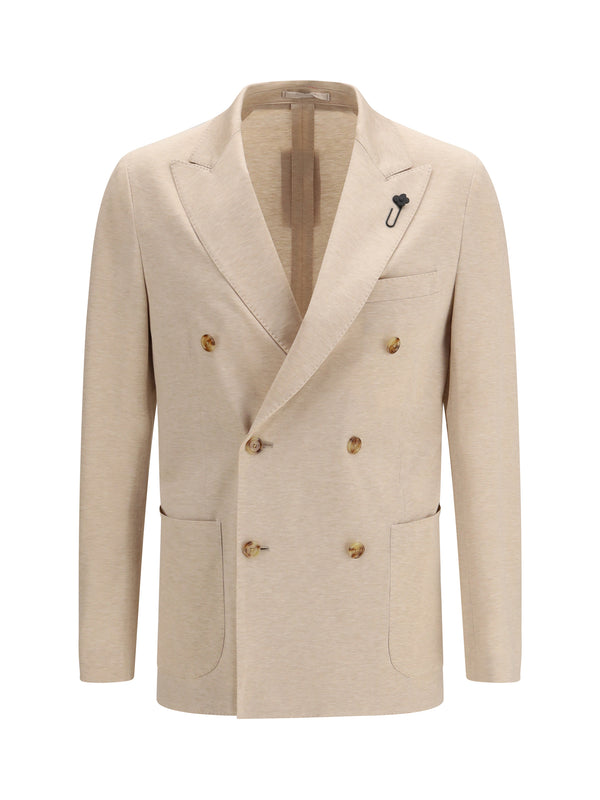Lardini Outer: 100% Cotton; Inner: 100% Cupro blazer in beige