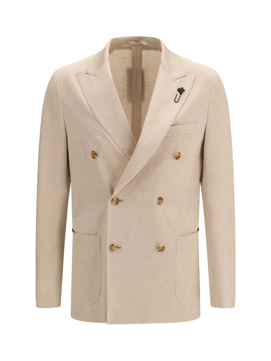 Lardini Outer: 100% Cotton; Inner: 100% Cupro blazer in beige