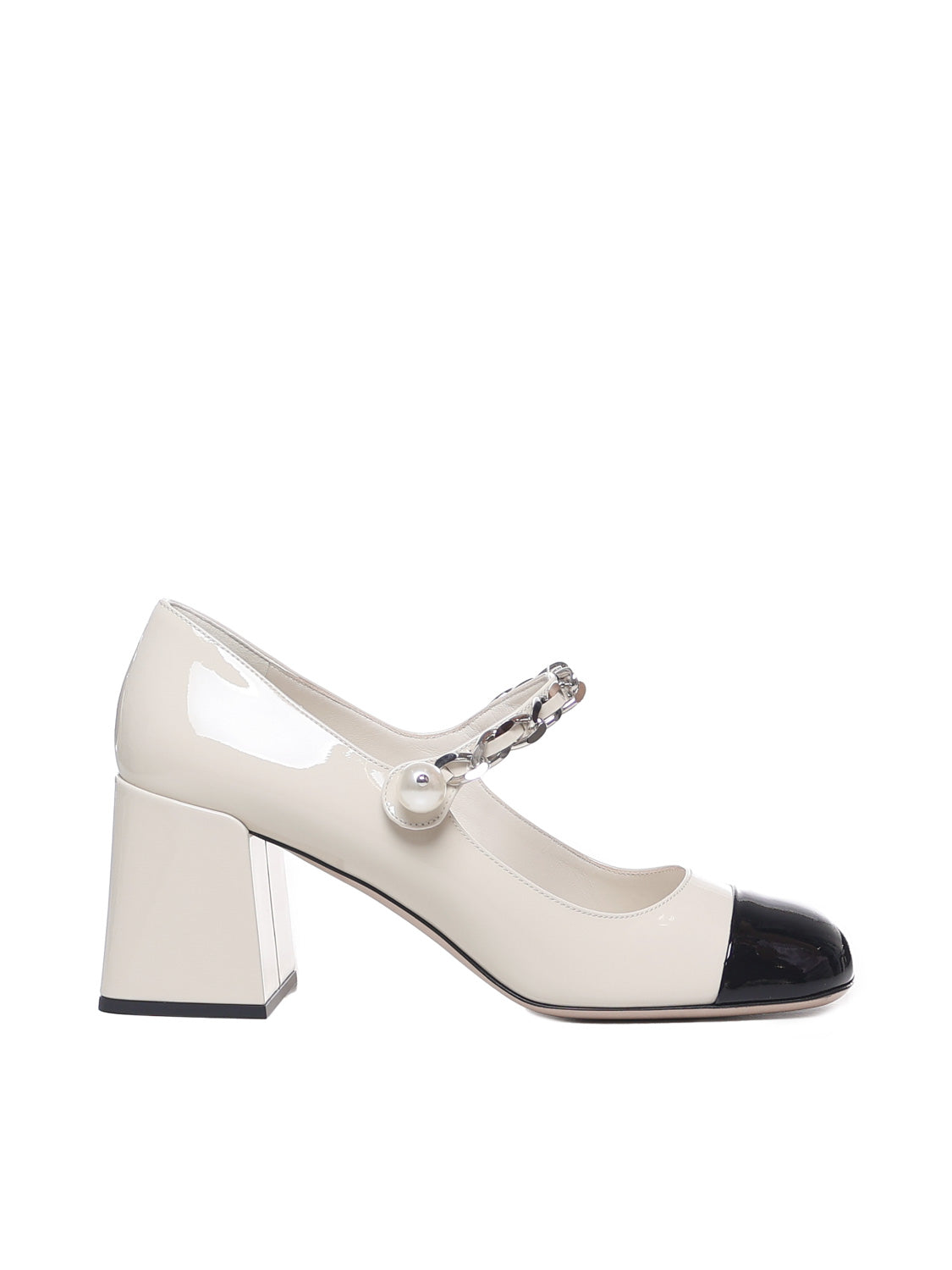 Miu With Heel Avorio+nero Vitello