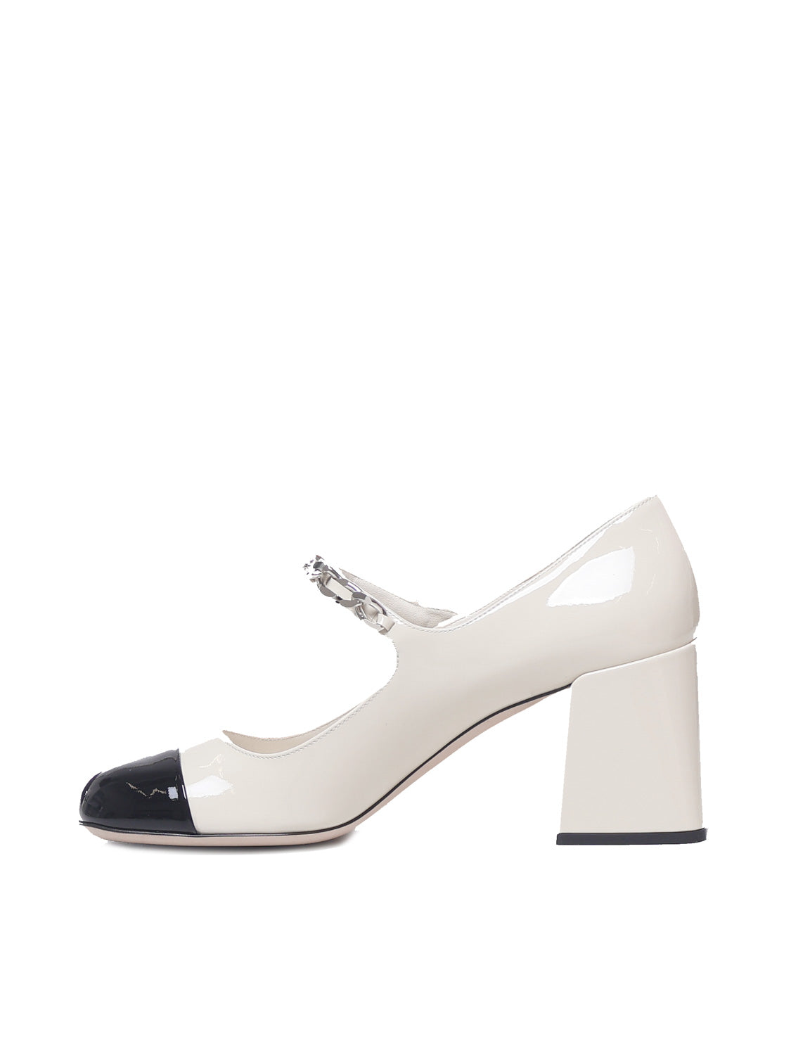 Miu With Heel Avorio+nero Vitello