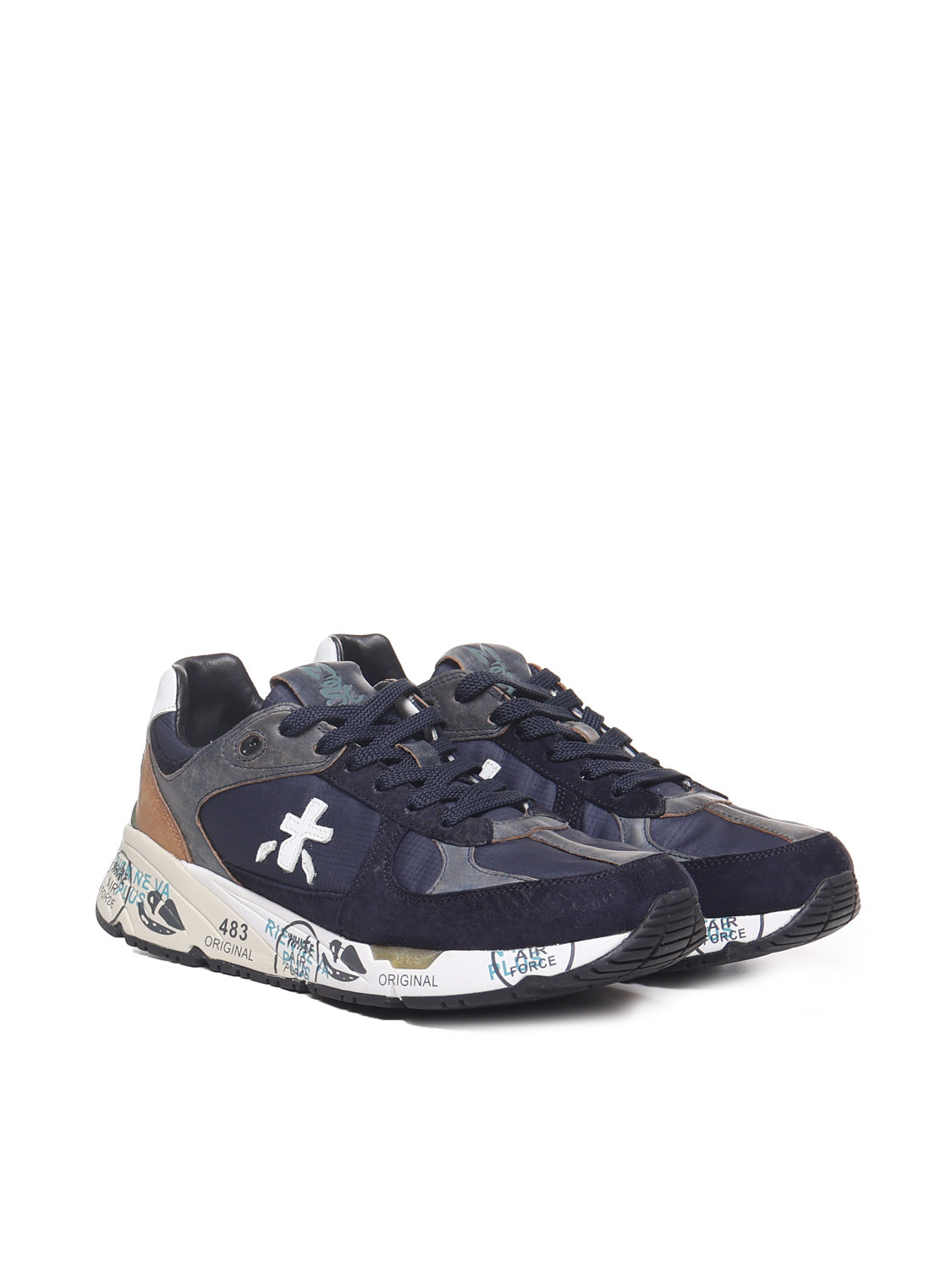 Premiata Sneakers Blue Leather Polyamide