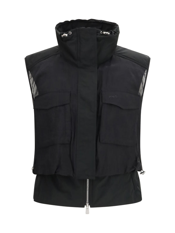Pinko 100% Nylon vest in black