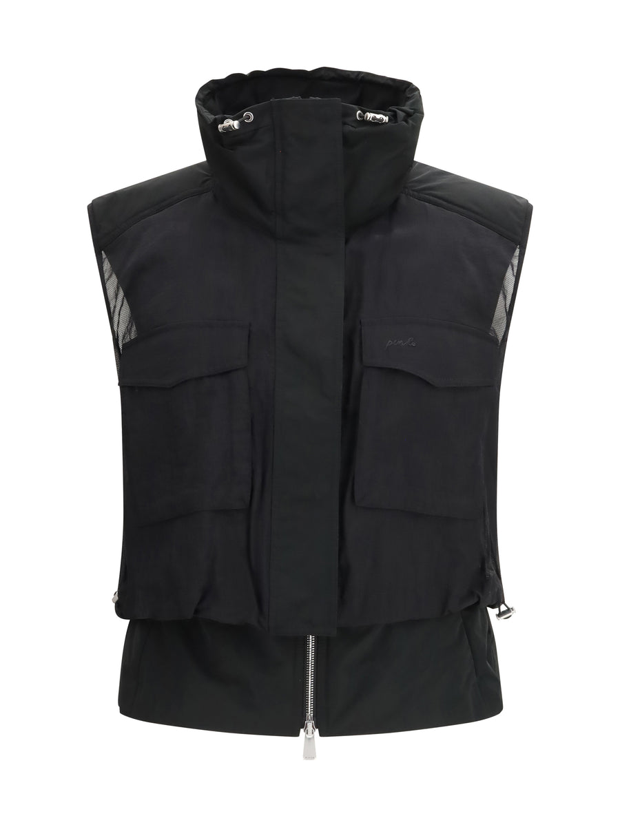 Pinko 100% Nylon vest in black